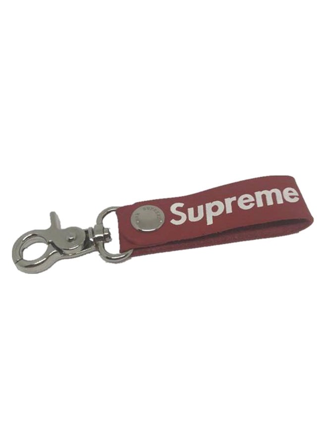 Creative Style Letter Supreme  Leather Keychain Red - Image 1