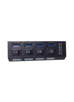 موزع بأربعة منافذ USB 3.0 عالي السرعة أسود