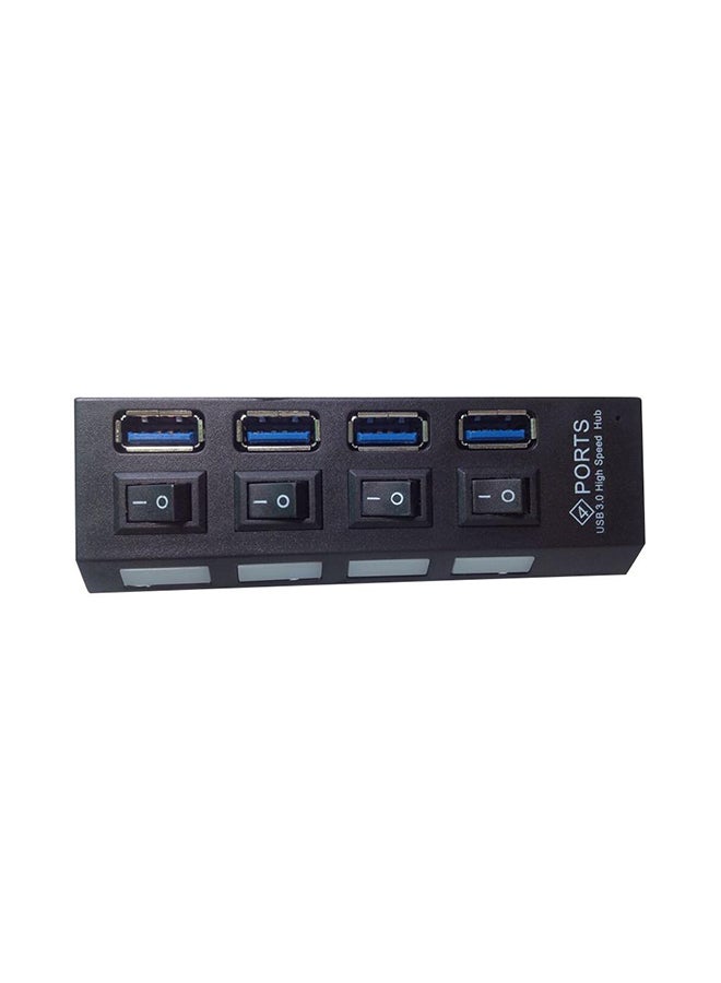 ماركة غير محددة - موزع بأربعة منافذ USB 3.0 عالي السرعة أسود - Image 1