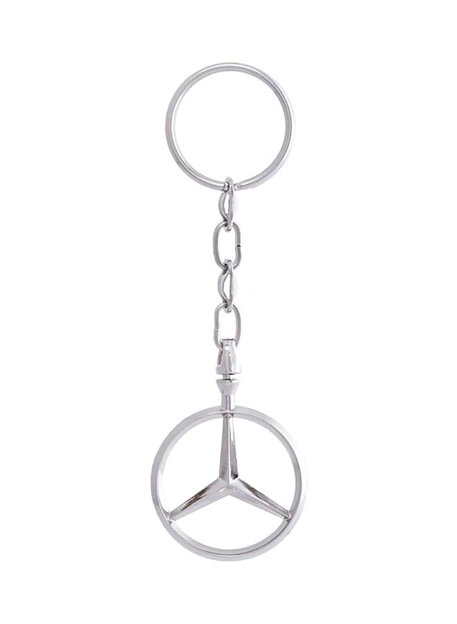 Zinc Alloy Metal Mercedes Emblem Keychain - Silver - Image 1