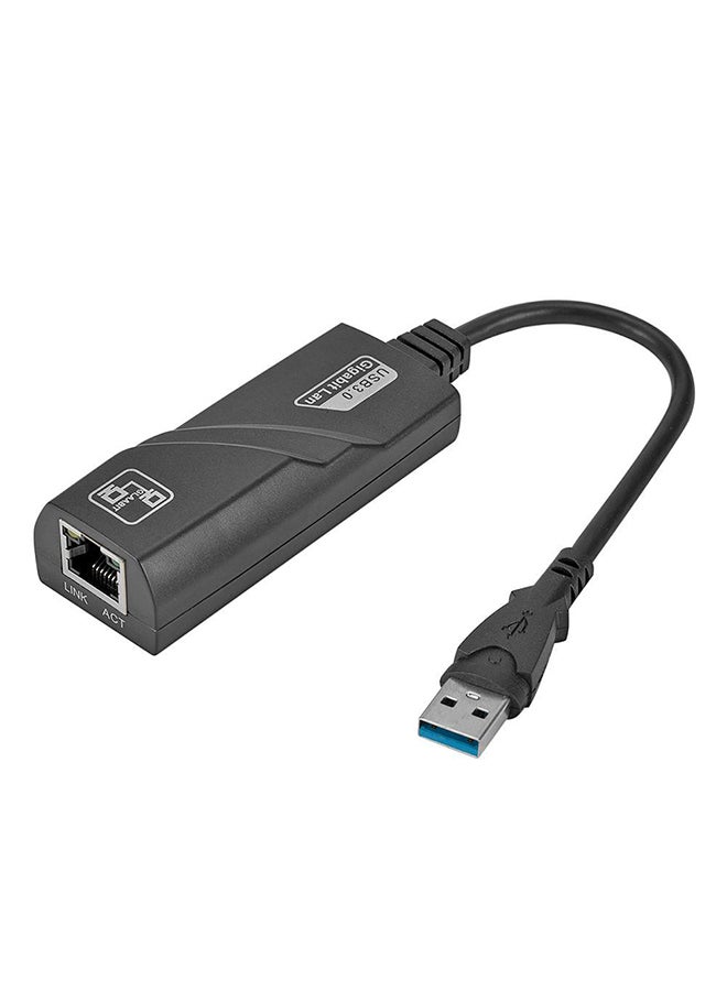 Generic - Mini USB 3.0 To RJ45 LAN Gigabit Ethernet Adapter Black - Image 1
