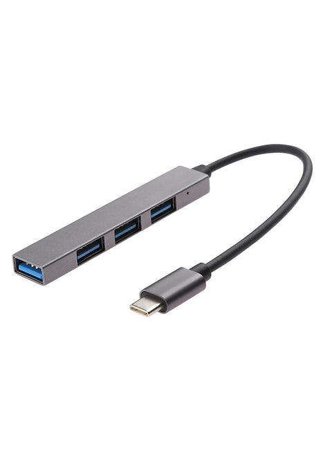 محول من منفذ ميني USB-C إلى موزع مزود بعدد 4 منافذ USB 2.0 بتقنية OTG رمادي