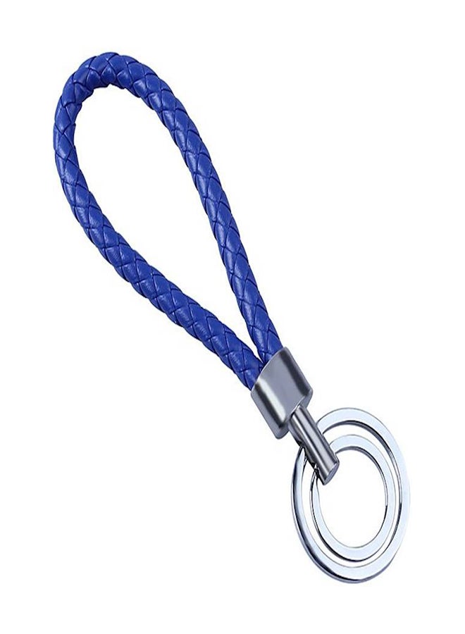 Braided Leather Double Rings Keyrings