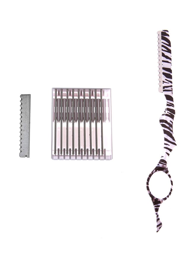 شيرز دايركت شفرة حلاقة بنمط زيبرا مع صندوق شفرات أسود / أبيض/ فضي - Image 1