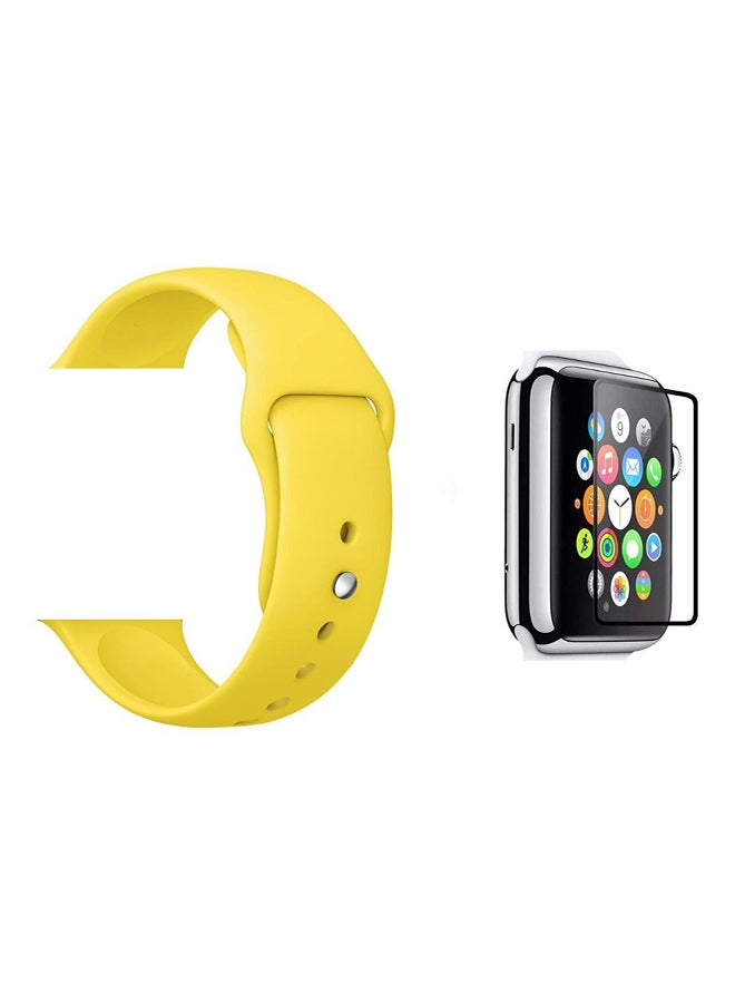 MARGOUN - Silicone Replacement Band For Apple Watch 38/40mm With Screen Protector Yellow - Image 1