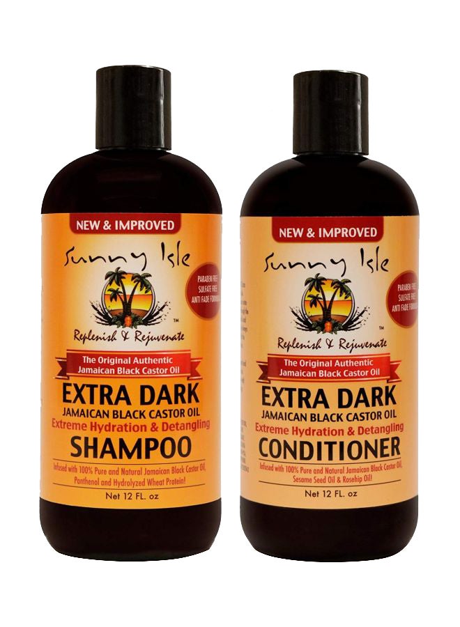 Sunny Isle 2-Piece Hydrating And Detangling Shampoo And Conditioner Set Black