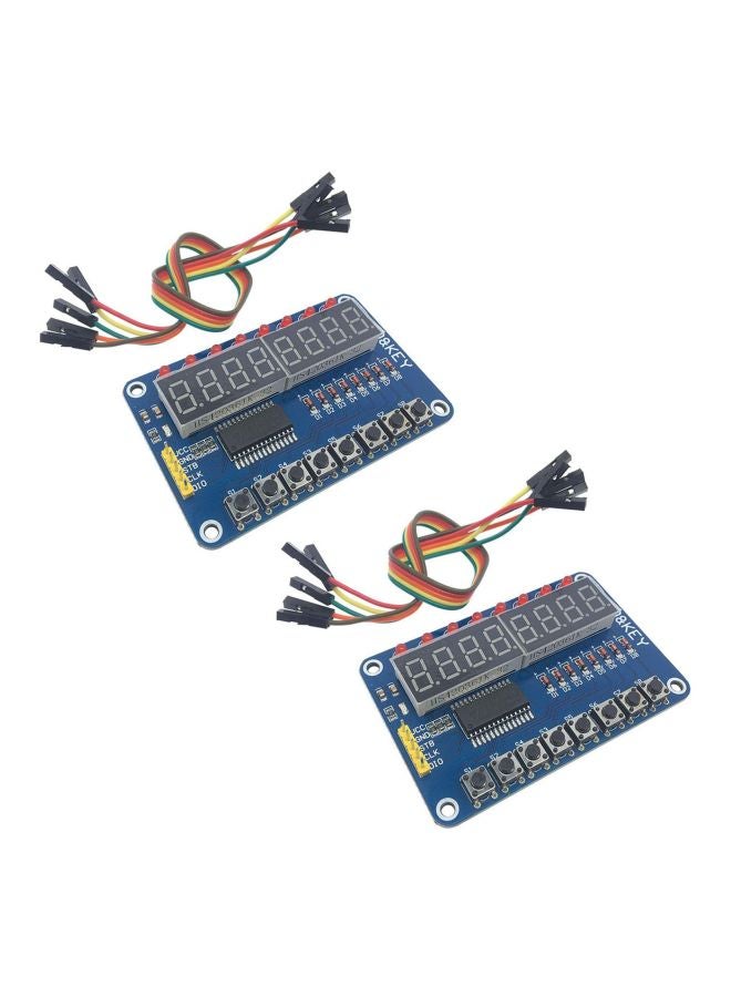 Vicactus 2-Piece TM1638 Key Display Module For Arduino DIY Key 7.5x4.8x1.5centimeter Blue
