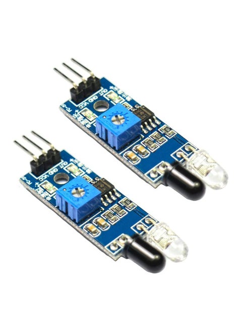 2-Piece 3-Pin Infrared Obstacle Avoidance Sensor Module For Arduino DIY Kits 3x1.3x0.5centimeter Blue