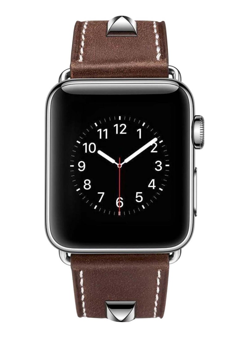 Remson Replacement Band For Apple Watch Series 3/4/5 Dark Brown/Silver - Image 2