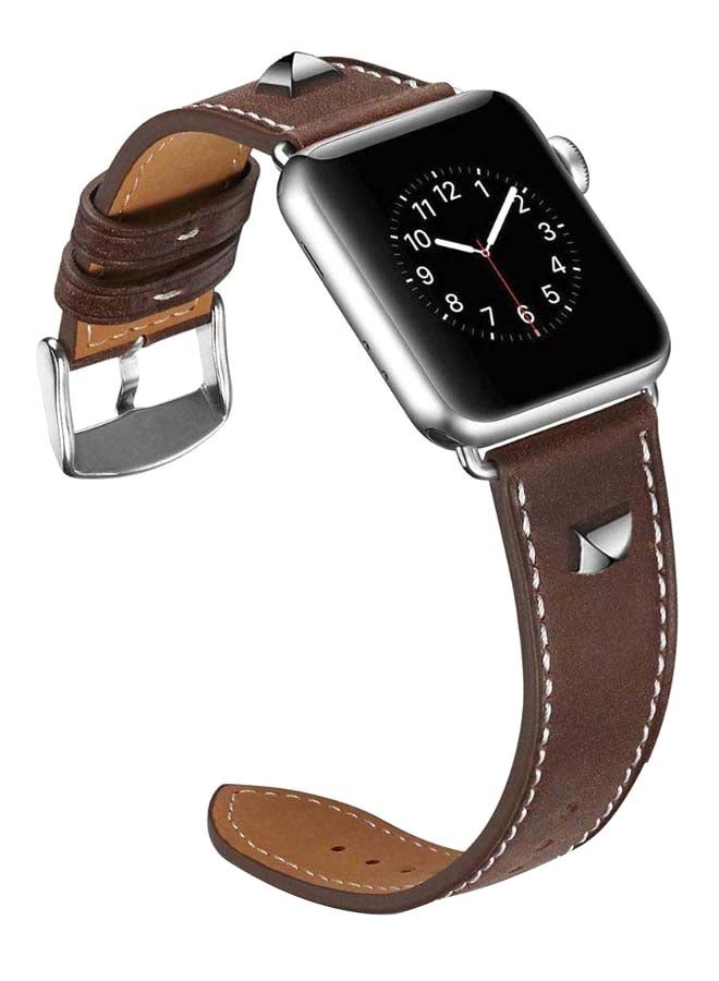 Remson Replacement Band For Apple Watch Series 3/4/5 Dark Brown/Silver - Image 3