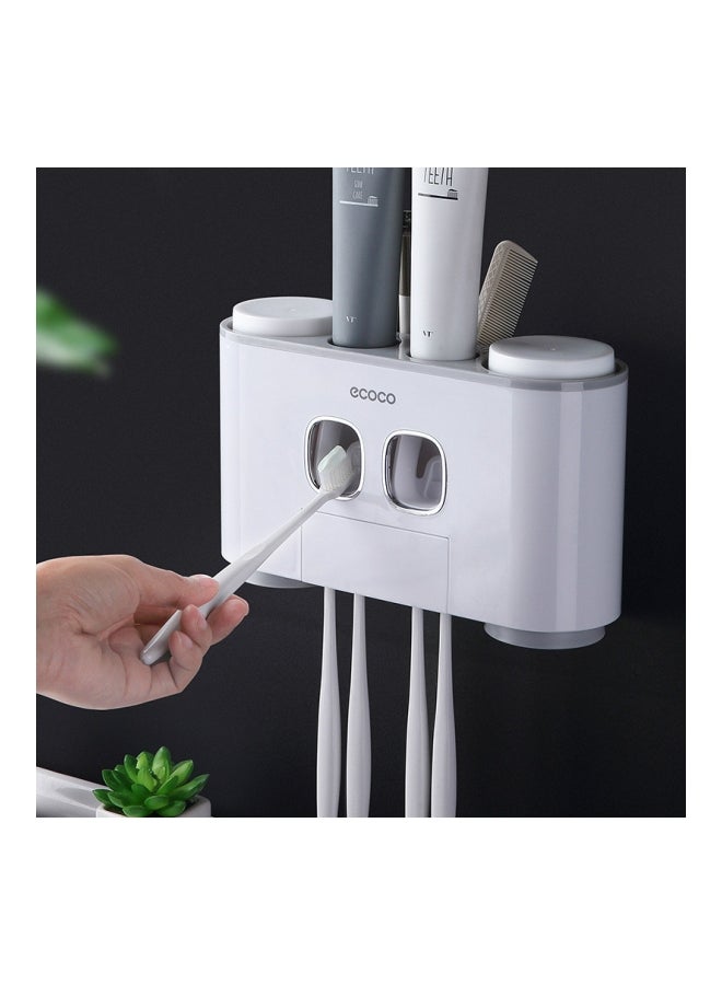 ecoco Brush Rack With Toothpaste Dispenser Grey/White 25.4x5x15.6cm - Image 2