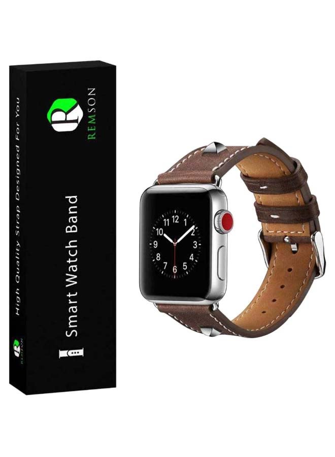 Remson Replacement Band For Apple Watch Series 3/4/5 Dark Brown/Silver - Image 1