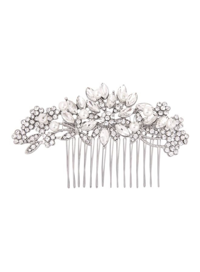 مشط لتزيين الشعرمرصع بحجر الراين فضي