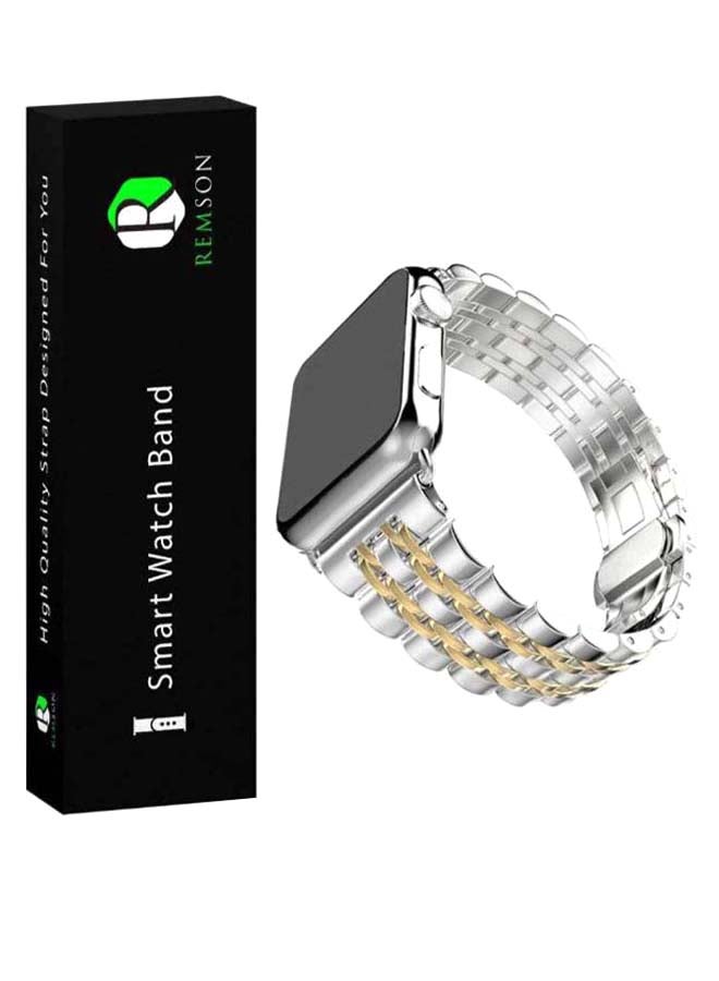 Remson Replacement Band For Apple Watch Series 3/4/5 Silver/Gold - Image 1