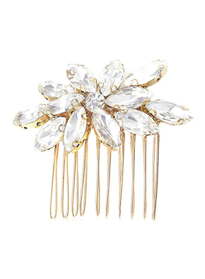 مشط لتزيين الشعرمرصع بحجر الراين ذهبي/شفاف