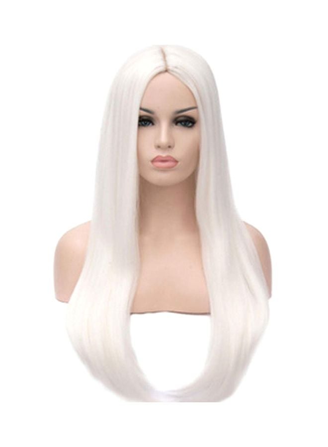 TSNOMORE Straight Synthetic Hair Wig White