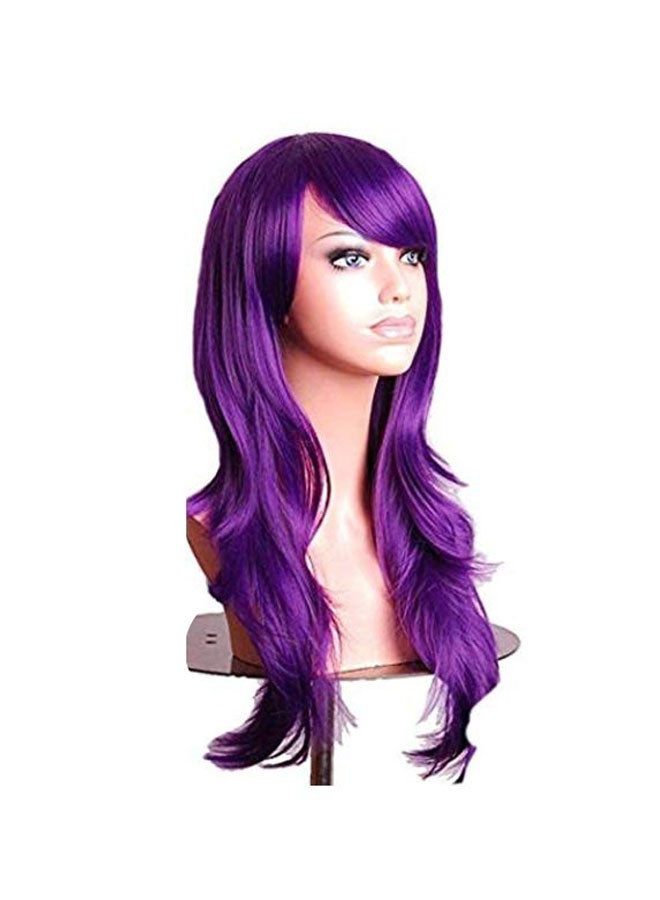 توب ويجي شعر مستعار طويل مموج مفروق من الجانب أرجواني 28بوصة