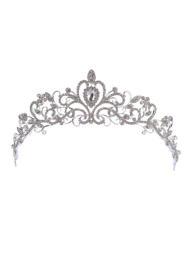 Rhinestone Crystal Wedding Crown Silver