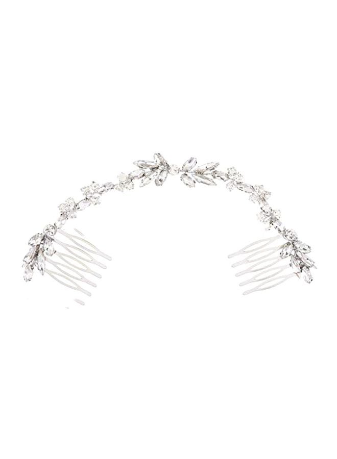 مشط لتزيين الشعرمرصع بحجر الراين فضي