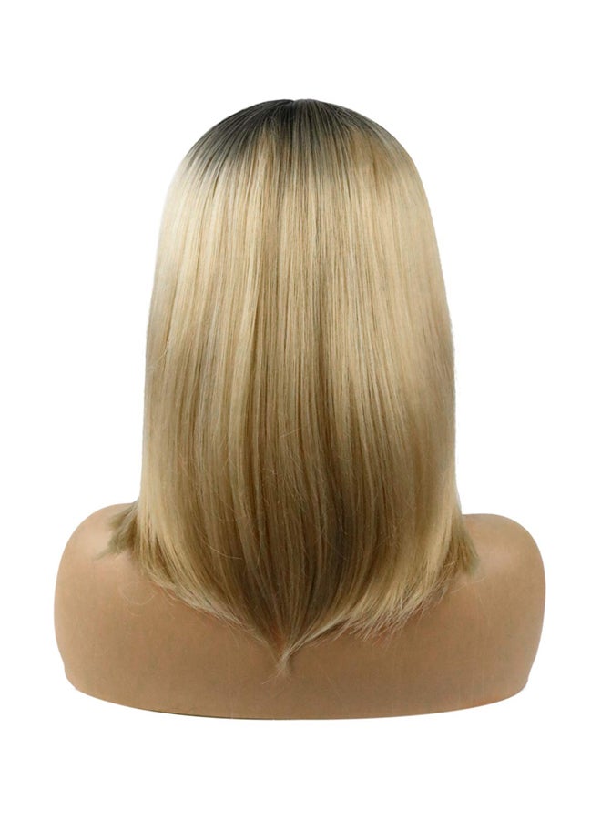 توب ويجي شعر مستعار بتصميم بوب متوسط الطول ومستقيم بفرق في الوسط بلون أشقر متدرج أشقر/أسود 14بوصة - Image 2