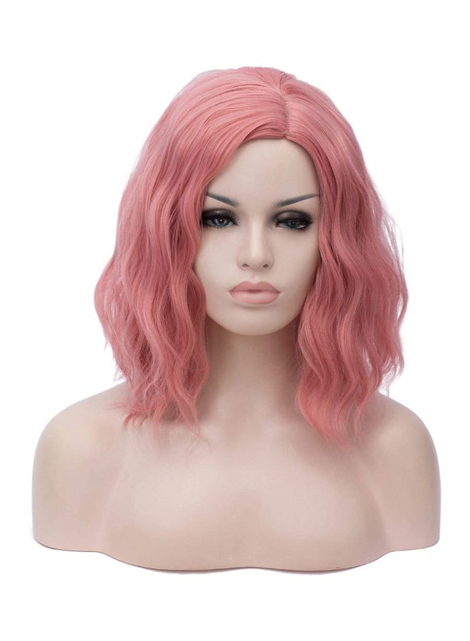 TSNOMORE Short Wavy Hair Replacement Wig Light Pink