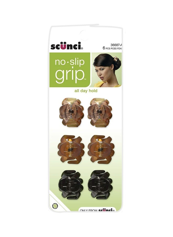 Scunci 6-Piece Octopus Jaw Clip Set Beige/Brown/Black 2.5cm