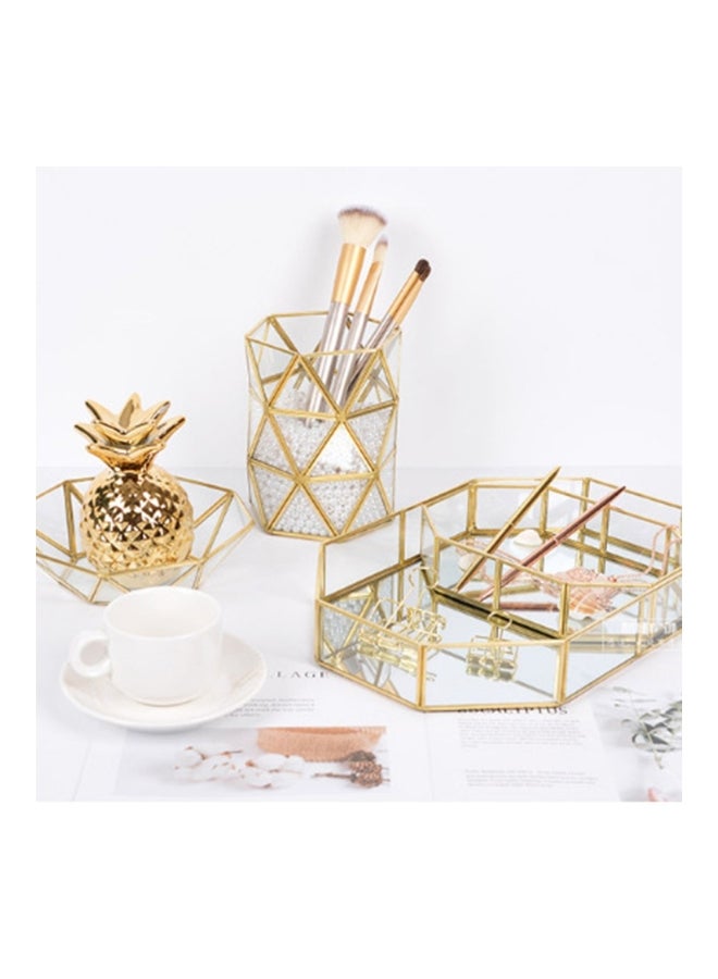 Glass Makeup Organizer Tray Gold/Clear 20x14.2x4.5cm  - Image 5