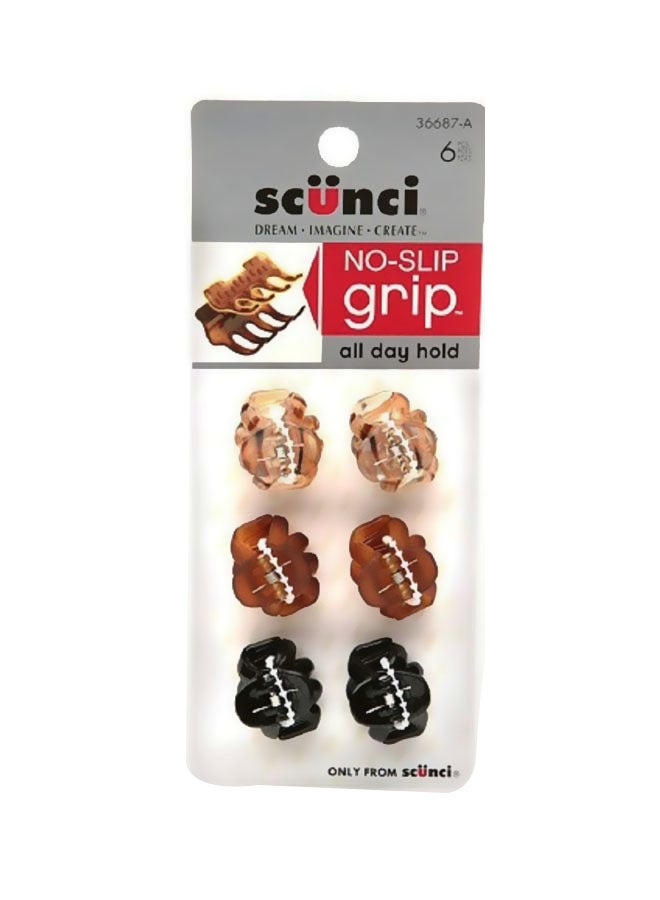 سكانشي طقم مشابك شعر بتصميم أخطبوط من 6 قطع بيج/أسود/بني