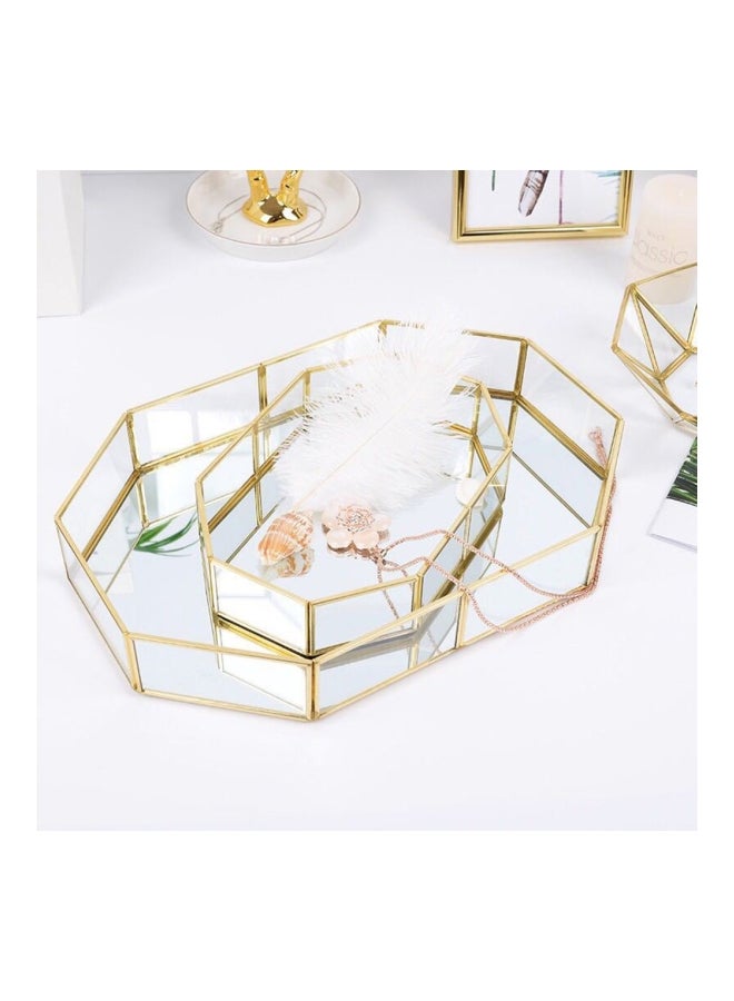 Glass Makeup Organizer Tray Gold/Clear 20x14.2x4.5cm  - Image 4