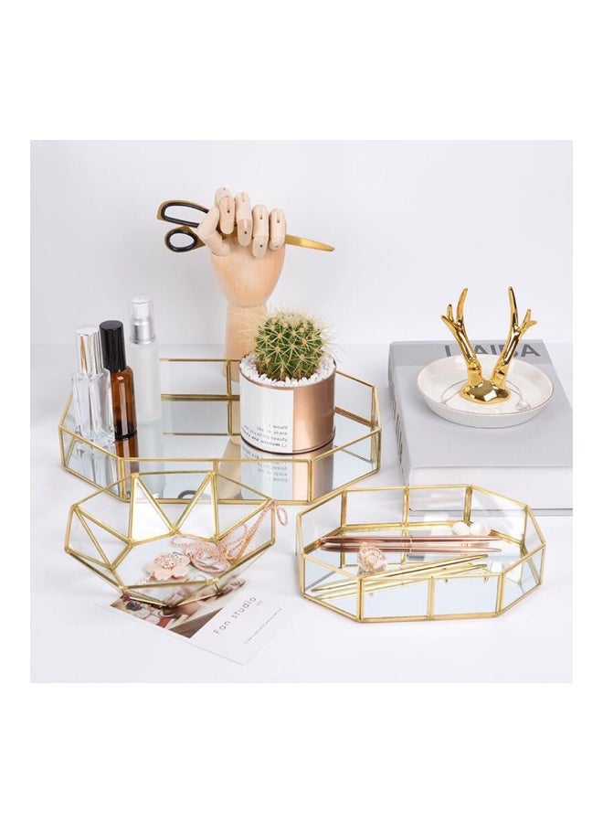 Glass Makeup Organizer Tray Gold/Clear 20x14.2x4.5cm  - Image 3