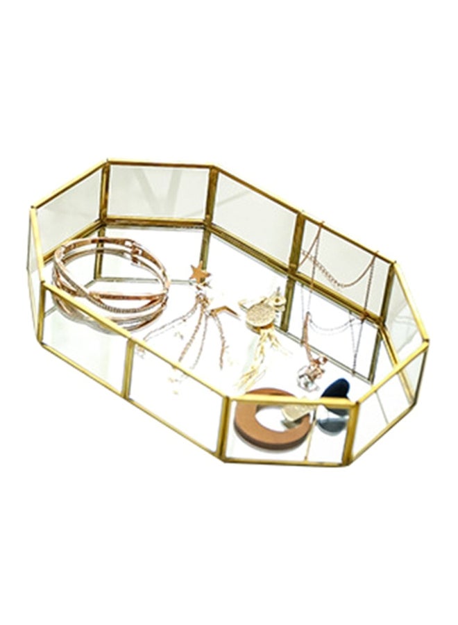 Glass Makeup Organizer Tray Gold/Clear 20x14.2x4.5cm  - Image 1