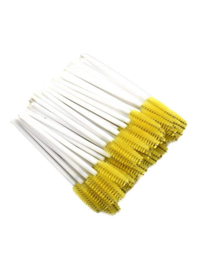 CYTHERIA 100-Piece Disposable Eyelash Brush Set White/Yellow 