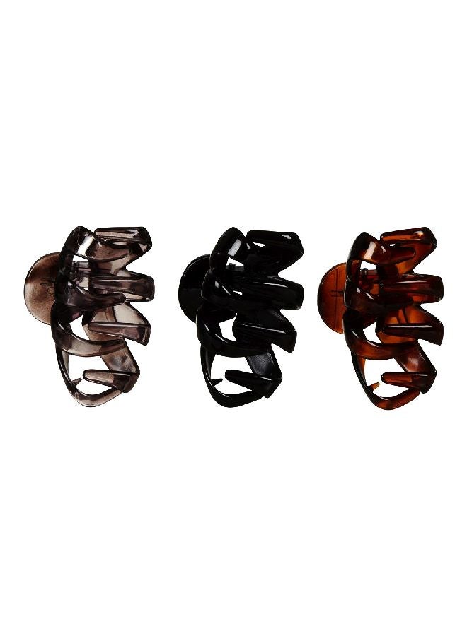 Scunci 3-Piece Octopus Jaw Clip Set Brown/Black 