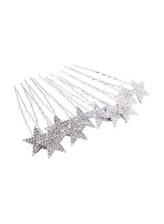 Yueton 10-Piece Crystal Rhinstone Studded Hair Pin Silver/White 