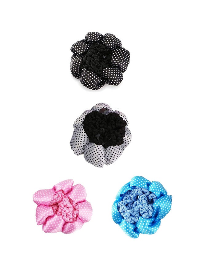 Yueton 4-Piece Hair Bun Cover Black/White/Blue 8cm