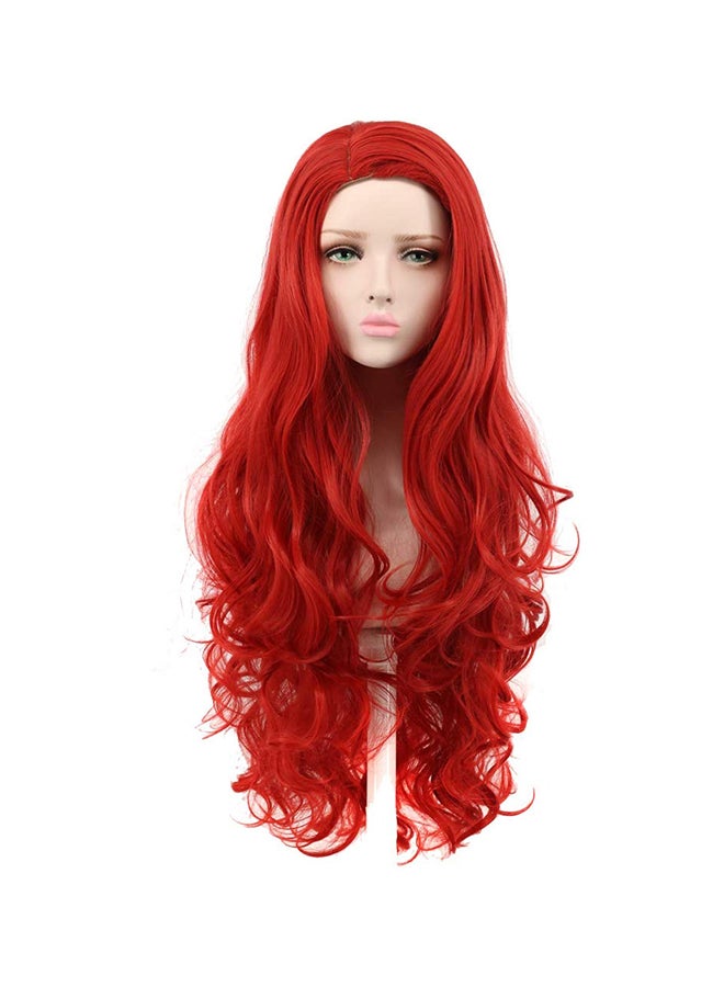 yuehong Long Curly Wavy Wig Red 