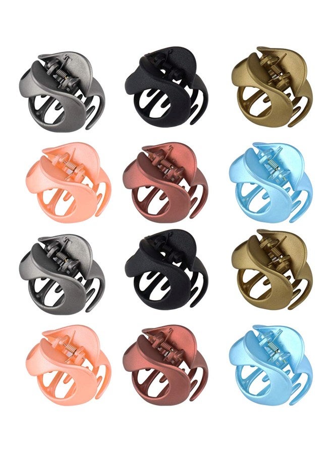 12-Count Jaw Clips And Hair Clamps Set Brown/Blue/Pink