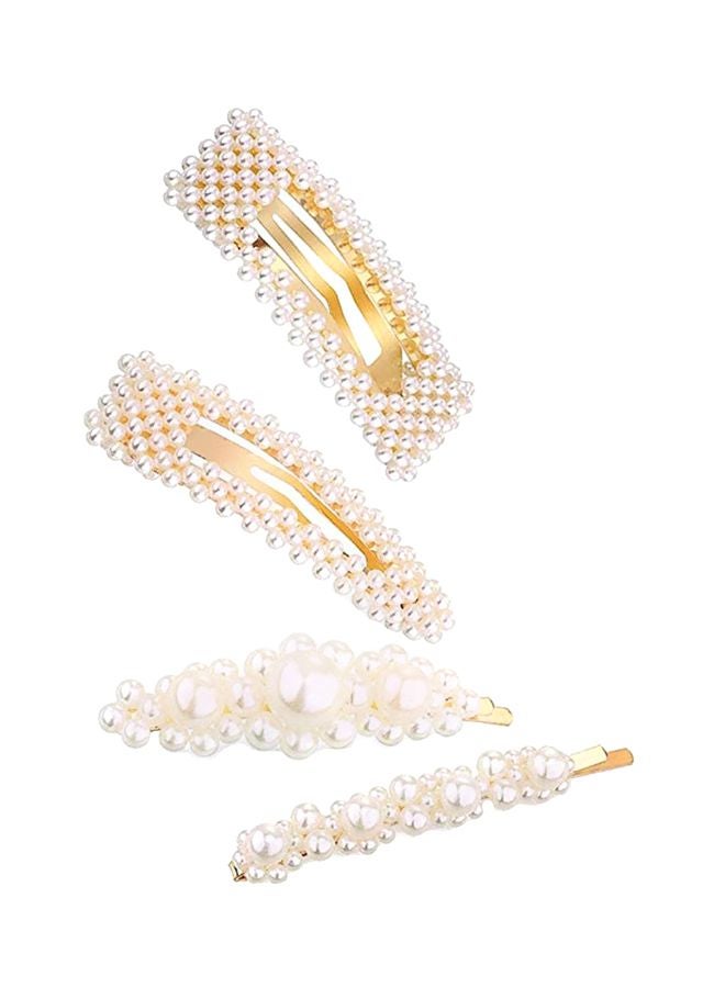 4-Piece Pearl Hair Clips Gold/White - v1556341997/N24327251A_1