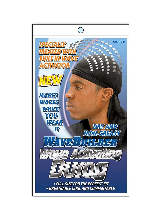 Wavebuilder Premium Hair Wave Activating Durag Black 