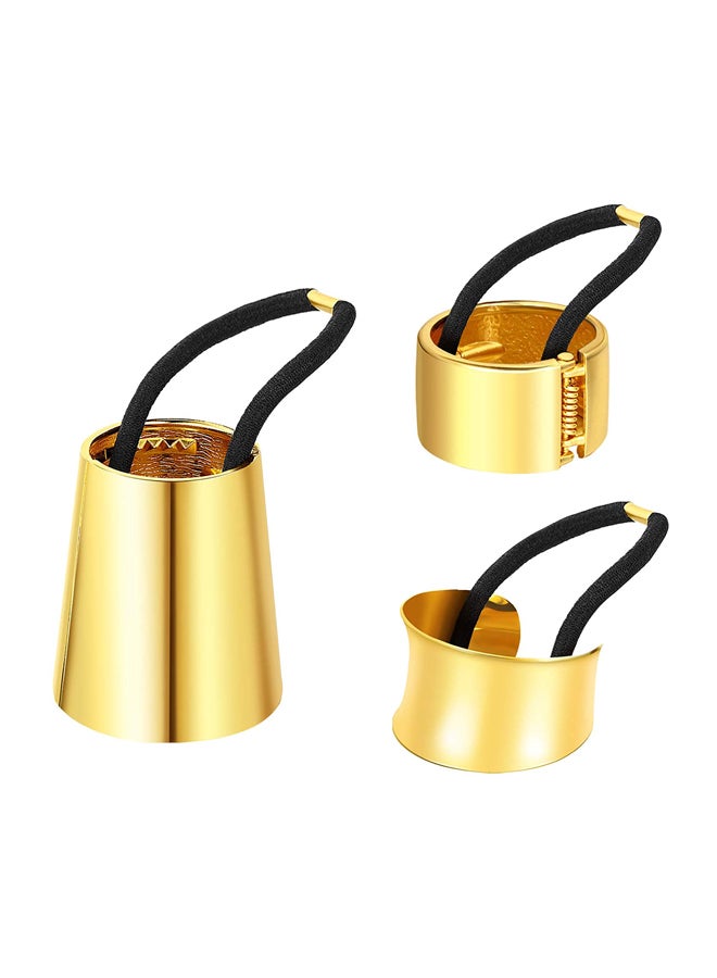 3-Piece Elastic Hair Bands Gold/Black