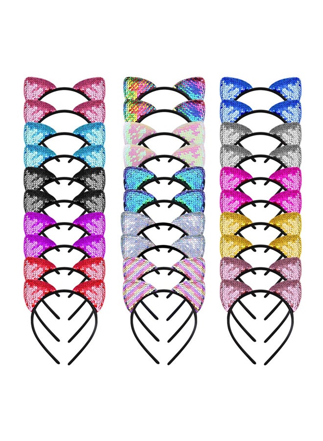 20-Piece Cat Ears Glitter Headbands Multicolour