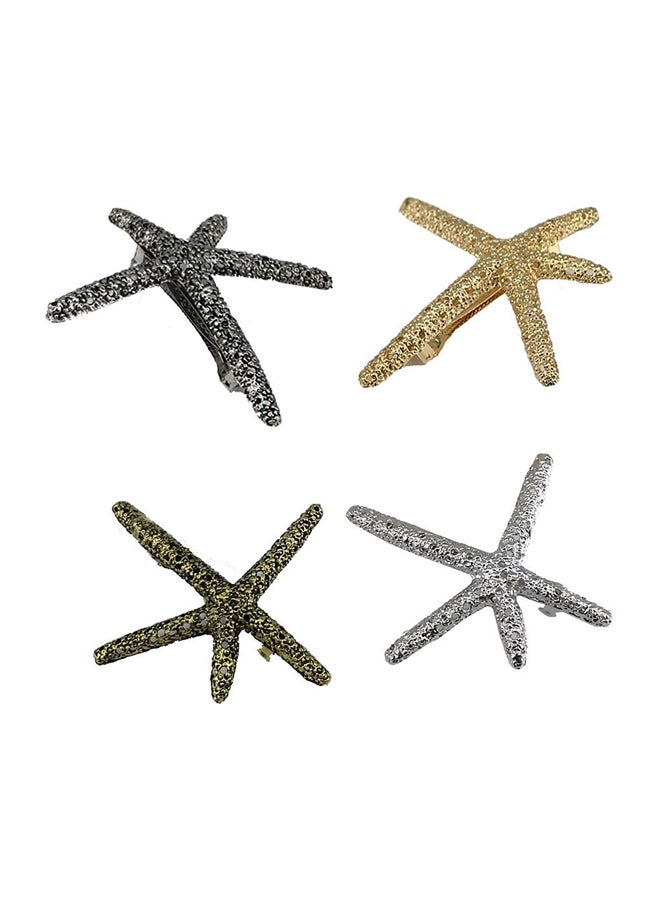 Yueton 4-Piece Starfish Hairpin Gold/Silver
