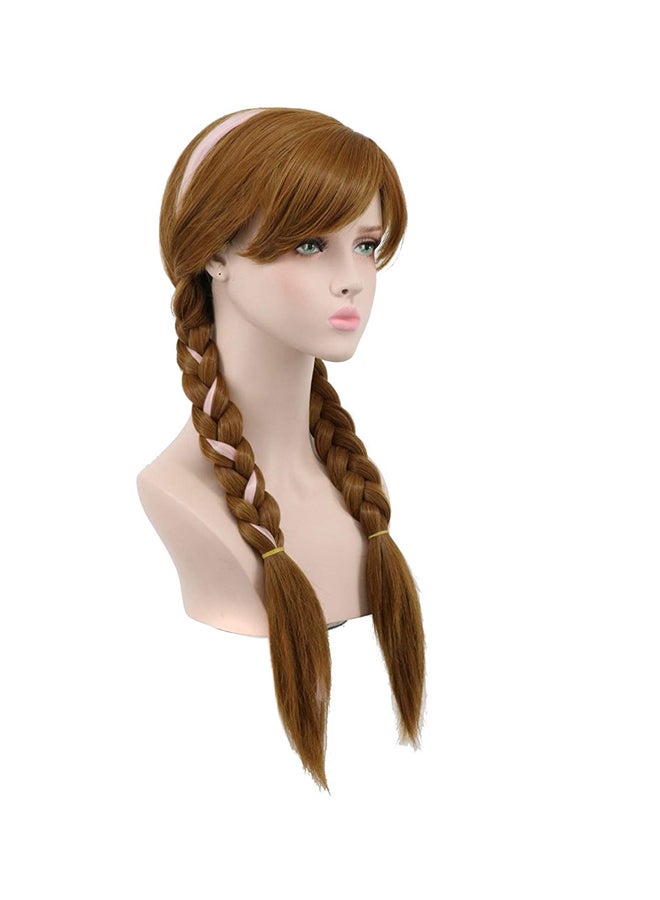 yuehong Double Tail Braided Wig Brown 