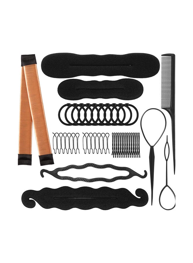 مجموعة إكسسوارات تصفيف الشعر من 80 قطعة أسود /برتقالي.