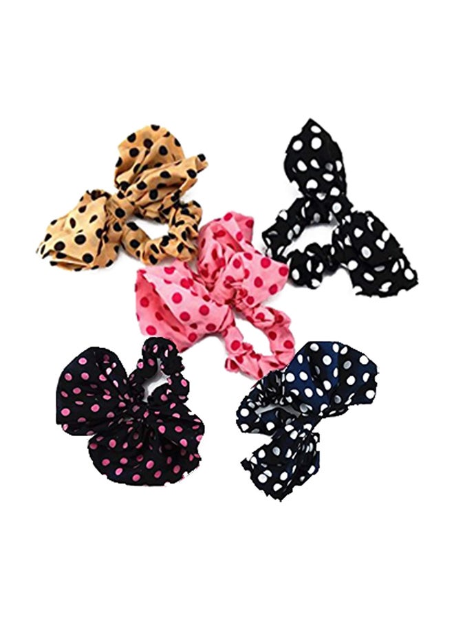 يوتون ربطة شعر على شكل عقدة وربطة عنق وأذني أرنب مكونة من 5 قطع أسود/ وردي/ أزرق