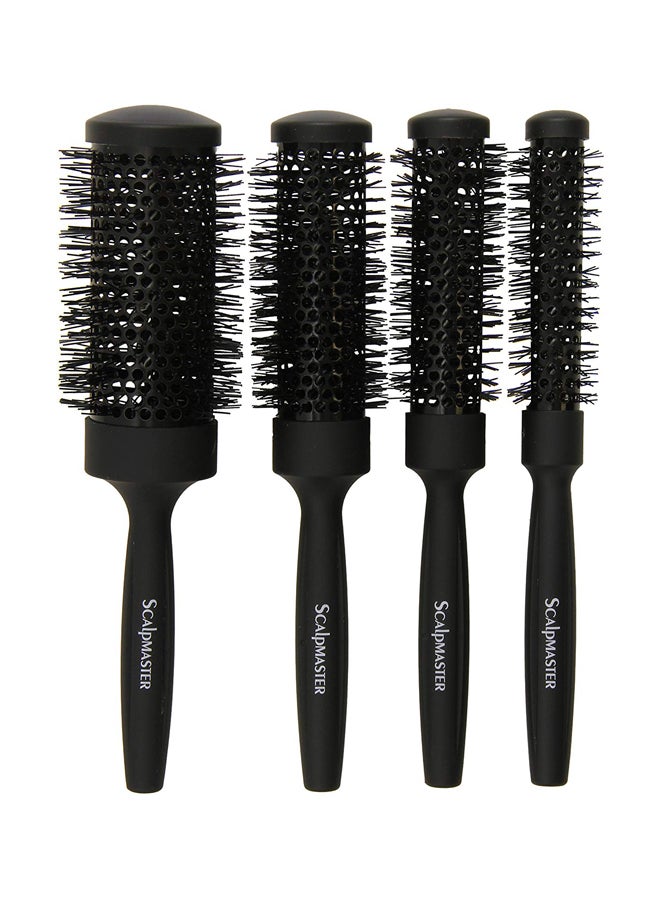 مجموعة فرش حرارية دائرية للشعر من 4 قطع أسود