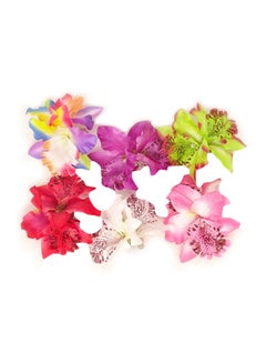 Yueton 6-Piece Orchid Hair Clip Pink/Red/Green 