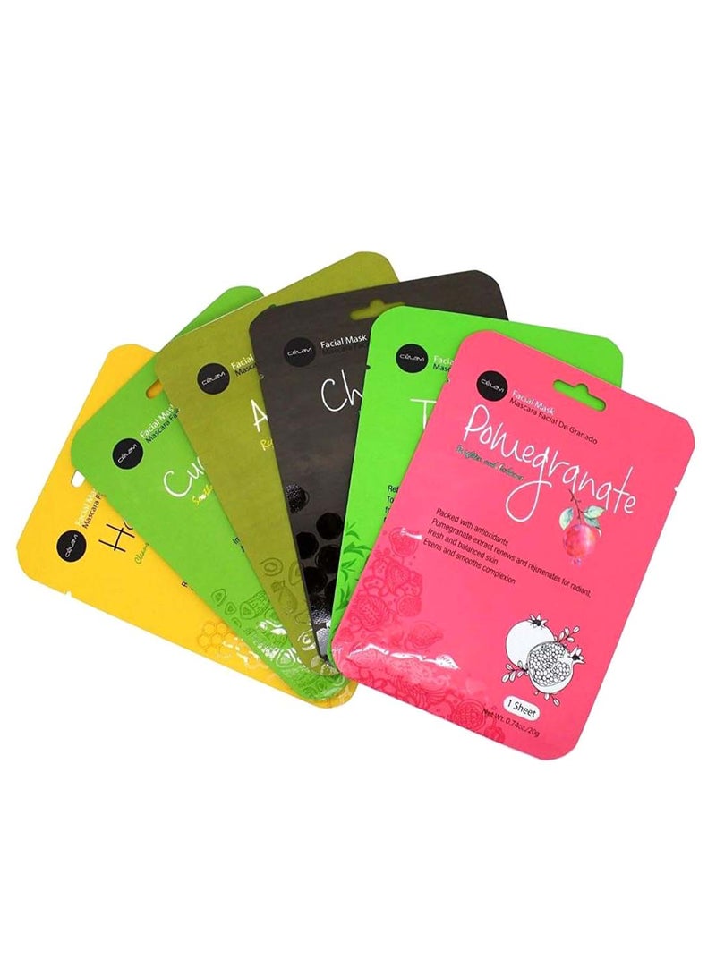 سيلافي ماسك وجه أساسي من 12 ورقة أخضر/أسود/وردي - Image 3