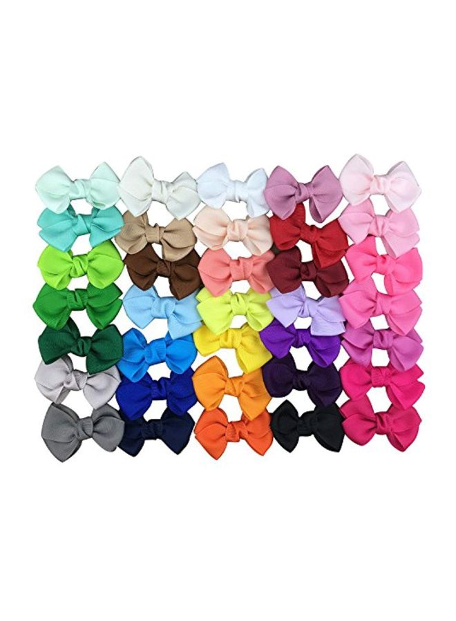 35-Piece Grosgrain Ribbon DIY Hair Bows Without Clip Set Multicolour 2.5inch