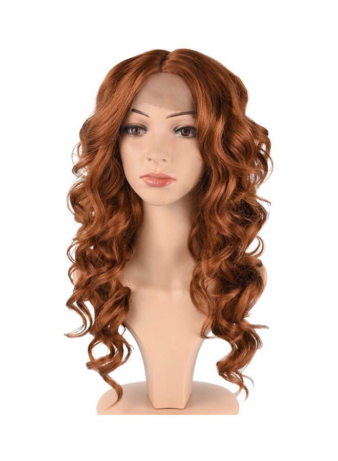 Heat Resistant Lace Front Wig Auburn Brown